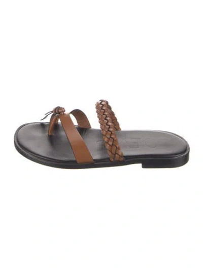 Pre-owned Loewe Leather Slides In Brown