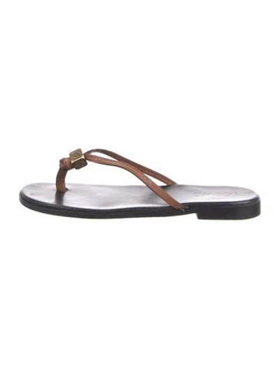 Pre-owned Loewe Leather Slides In Brown