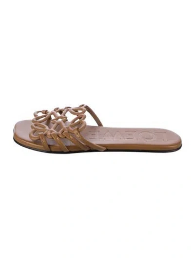 Pre-owned Loewe Leather Slides In Brown