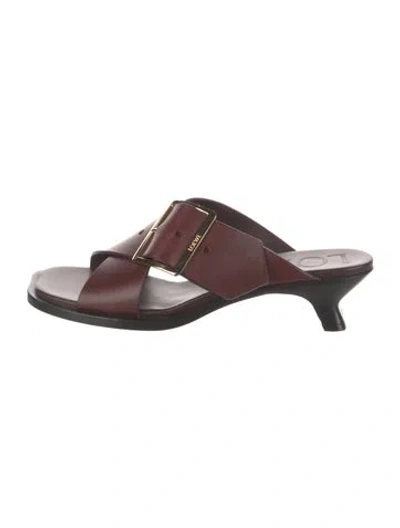 Pre-owned Loewe Leather Slides In Burgundy
