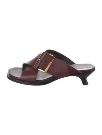 Pre-owned Loewe Leather Slides In Burgundy