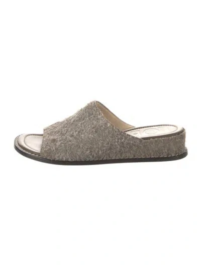 Pre-owned Loewe Leather Slides In Gray