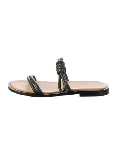 Pre-owned Loewe Leather Slides In Green