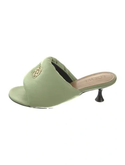 Pre-owned Loewe Leather Slides In Green