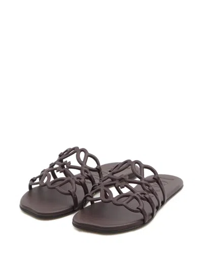 Loewe Leather Slides In Multi