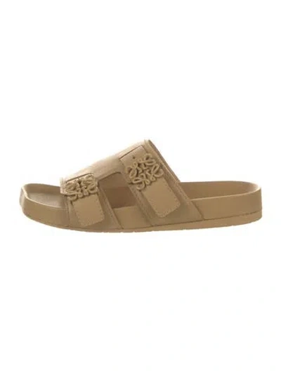 Pre-owned Loewe Leather Slides In Neutral