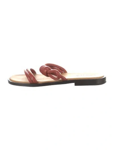 Pre-owned Loewe Leather Slides In Neutral