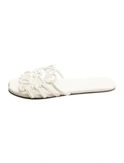 Pre-owned Loewe Leather Slides In Neutral