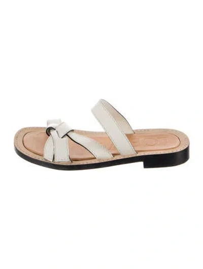 Pre-owned Loewe Leather Slides In Neutrals