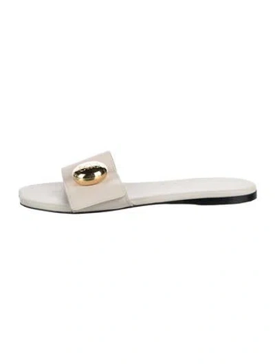 Pre-owned Loewe Leather Slides In Neutrals