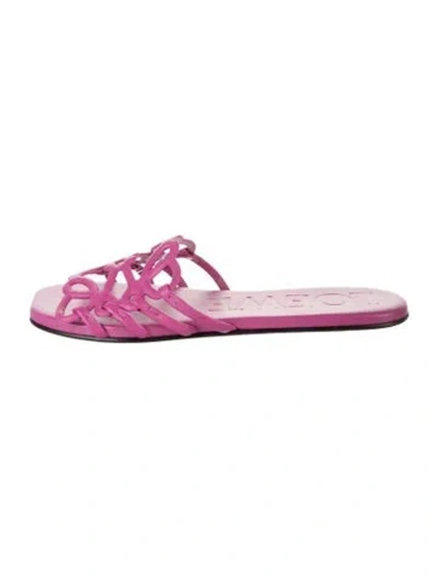 Pre-owned Loewe Leather Slides In Pink