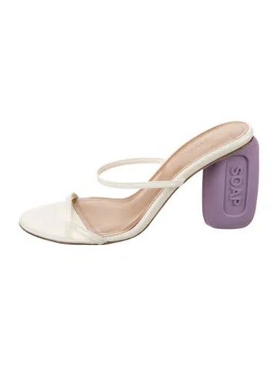 Pre-owned Loewe Leather Slides In White