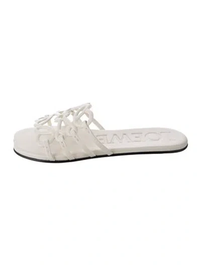 Pre-owned Loewe Leather Slides In White