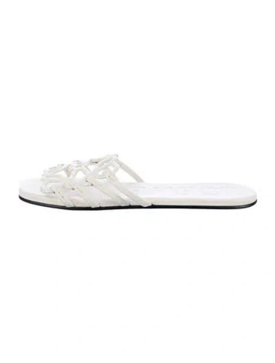 Pre-owned Loewe Leather Slides In White