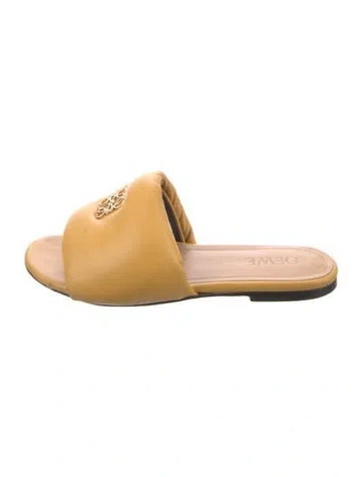 Pre-owned Loewe Leather Slides In Yellow