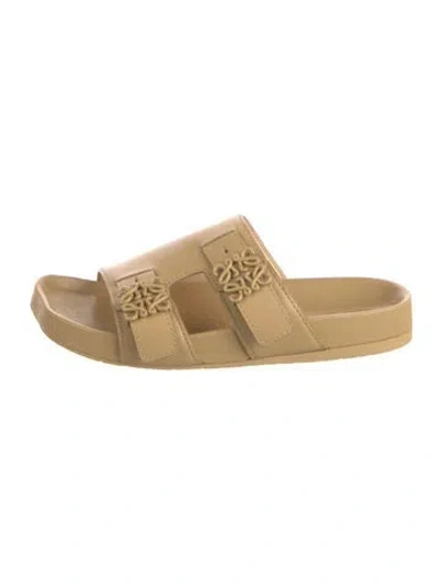 Pre-owned Loewe Leather Slides In Yellow