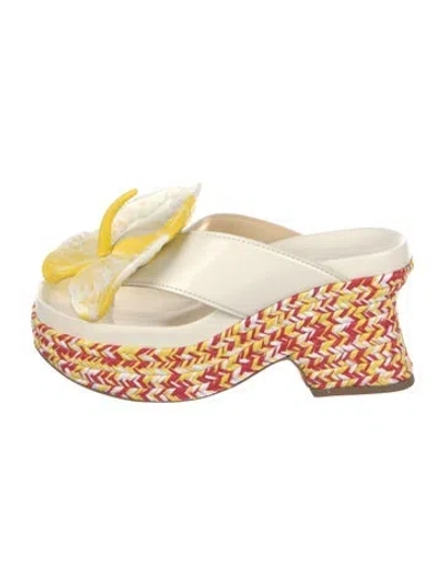 Pre-owned Loewe Leather Slides In Yellow