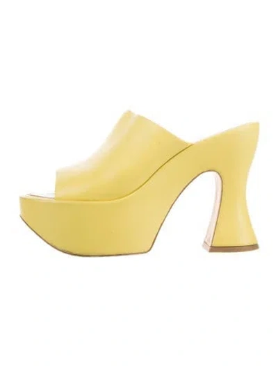 Pre-owned Loewe Leather Slides In Yellow