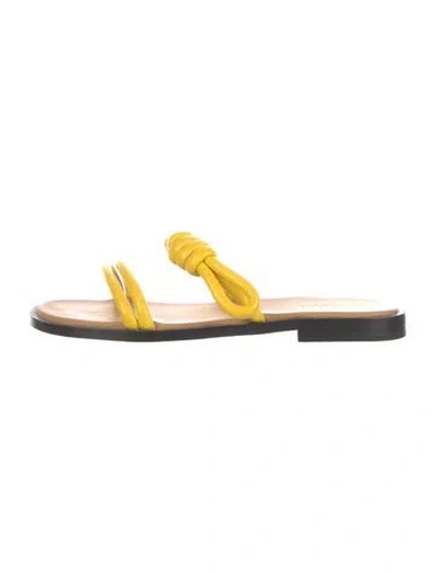 Pre-owned Loewe Leather Slides In Yellow