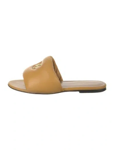 Pre-owned Loewe Leather Slides In Yellow