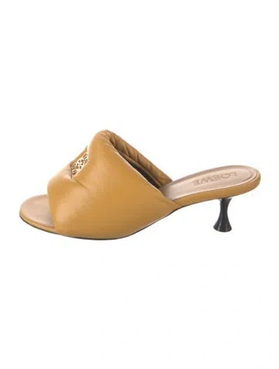 Pre-owned Loewe Leather Slides In Yellow