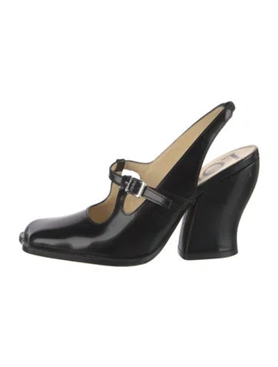 Pre-owned Loewe Leather Slingback Pumps In Black