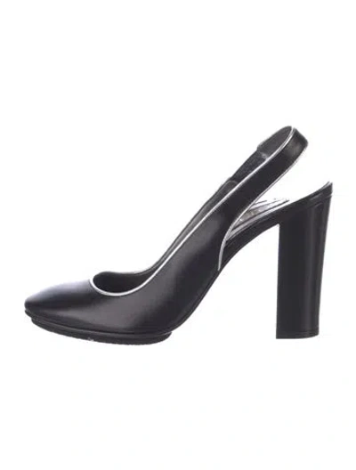 Pre-owned Loewe Leather Slingback Pumps In Black