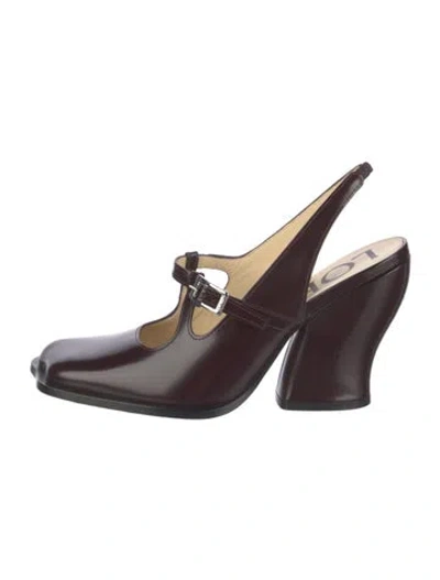 Pre-owned Loewe Leather Slingback Pumps In Burgundy
