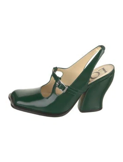 Pre-owned Loewe Leather Slingback Pumps In Green