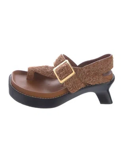 Pre-owned Loewe Leather Slingback Sandals In Brown