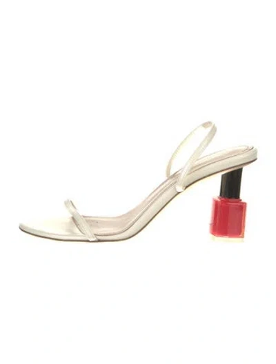 Pre-owned Loewe Leather Slingback Sandals In White