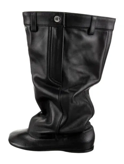Pre-owned Loewe Leather Slouch Boots In Black