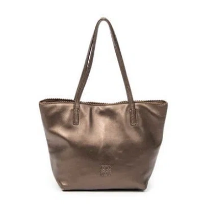 Pre-owned Loewe Leather Small Anagram Shopping Tote In Brown