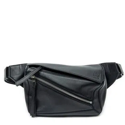 Pre-owned Loewe Leather Small Puzzle Edge Bumbag Null In Black