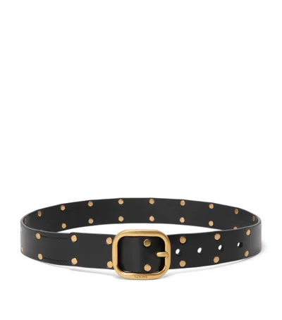 LOEWE LEATHER STUDDED ROUNDED-RECTANGLE BELT