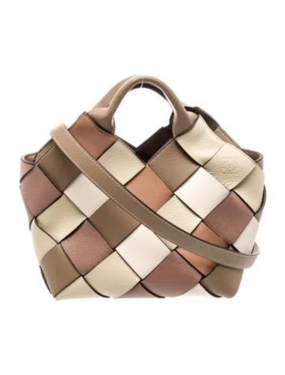 Pre-owned Loewe Leather Surplus Woven Small In Brown
