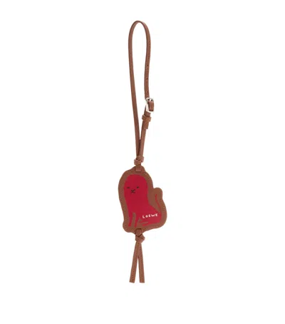 Loewe Leather Tag Bag Charm In Brown