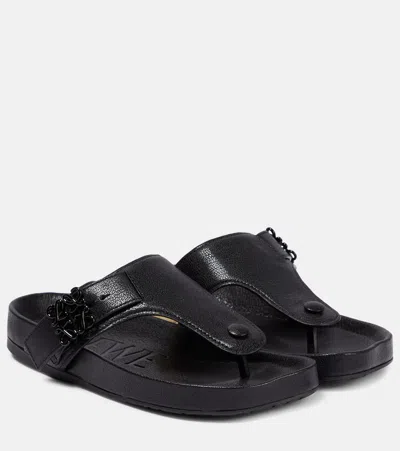 Loewe Leather Thong Sandals In Black