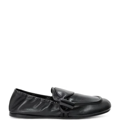 Loewe Leather Toggle Loafers In Black