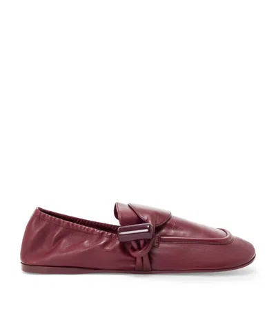 Loewe Leather Toggle Loafers In Red