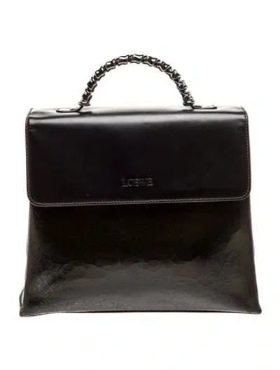 Pre-owned Loewe Leather Top Handle Bag In Black