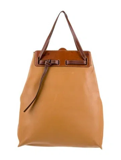 Pre-owned Loewe Leather Top Handle Bag In Brown