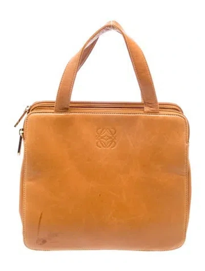 Pre-owned Loewe Leather Top Handle Bag In Brown