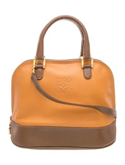 Pre-owned Loewe Leather Top Handle Bag In Brown