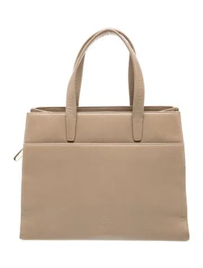 Pre-owned Loewe Leather Top Handle Bag In Neutral