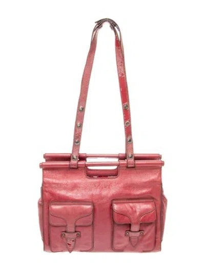 Pre-owned Loewe Leather Top Handle Bag In Red