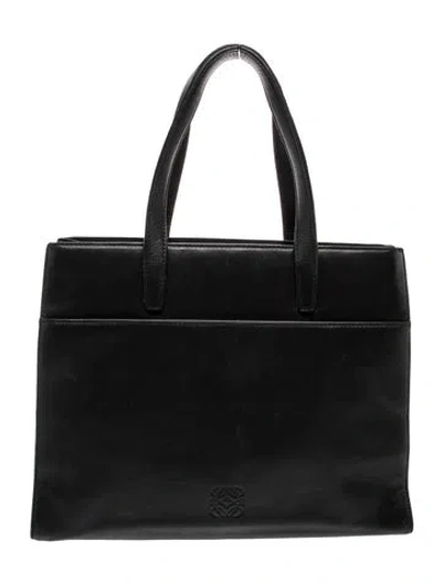 Pre-owned Loewe Leather Top Handle Bag Vintage In Black