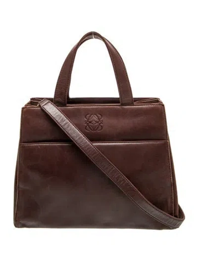 Pre-owned Loewe Leather Top Handle Bag Vintage In Brown
