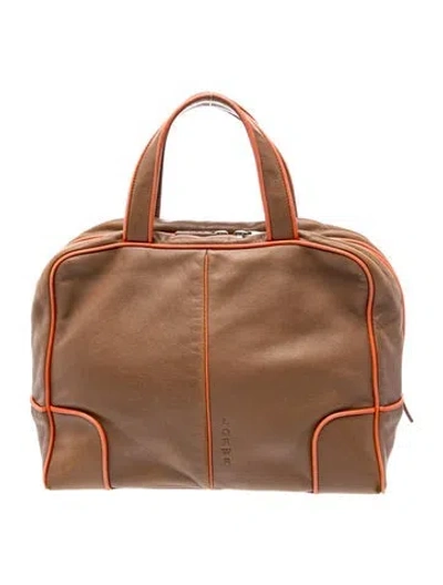 Pre-owned Loewe Leather Top Handle Bag Vintage In Brown