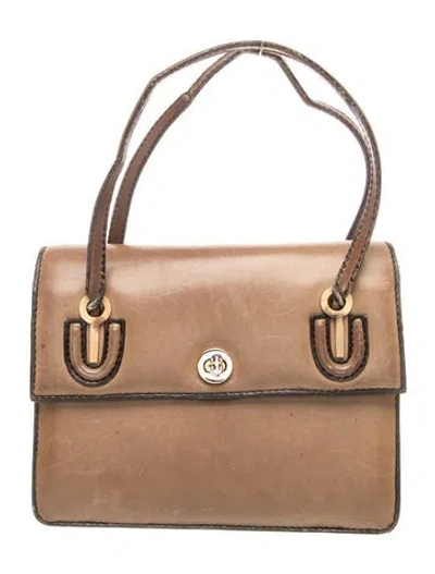 Pre-owned Loewe Leather Top Handle Bag Vintage In Neutral